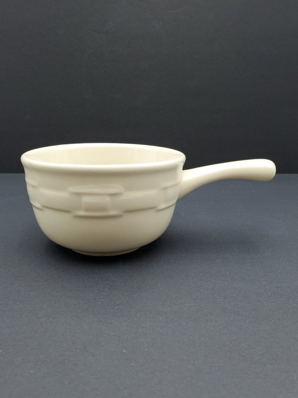 Longaberger Woven Traditions Ivory Chili Bowl White Handled Soup Chowder Bowl